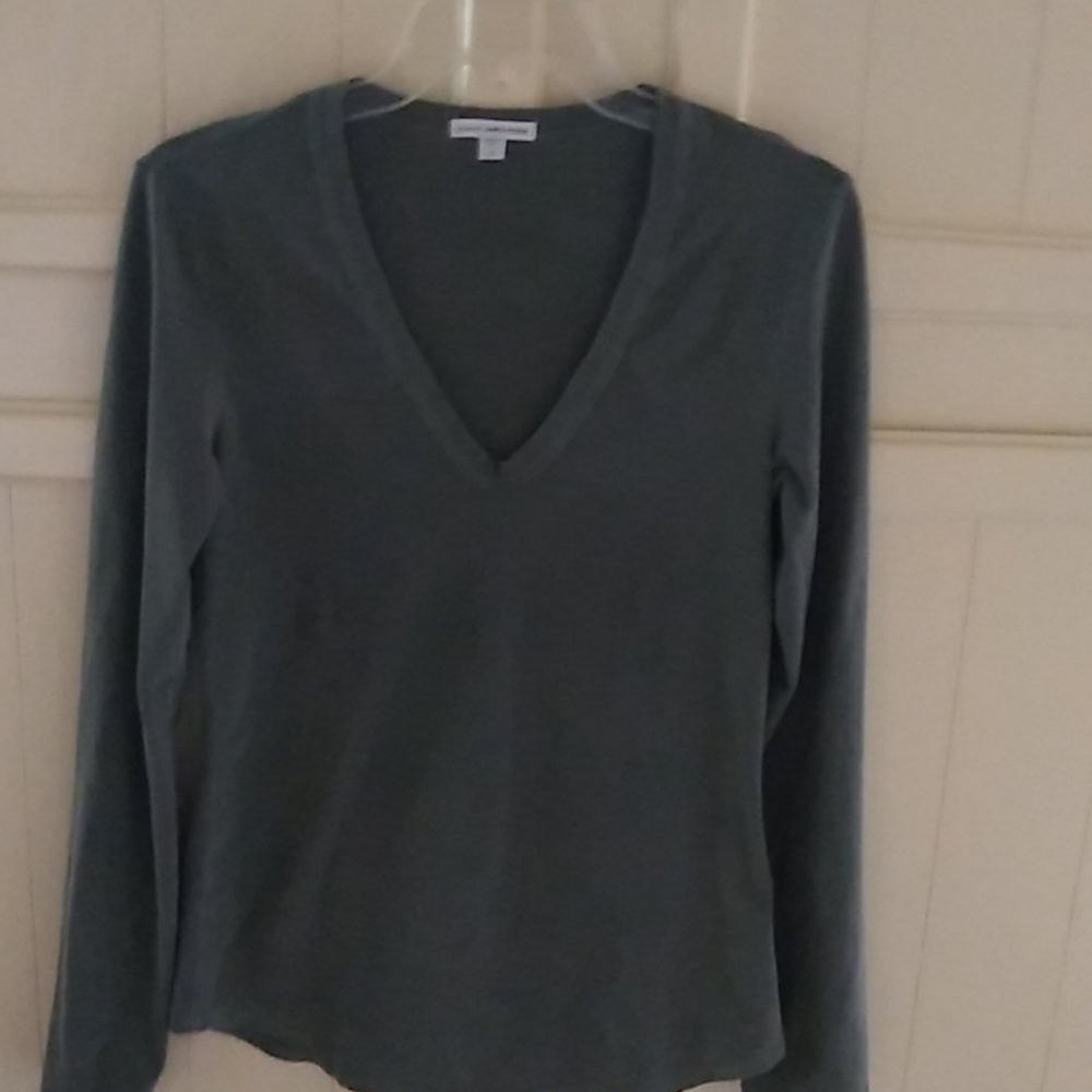 GENTLY worn grey green James Perse blouse.